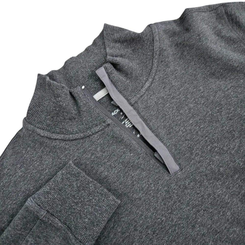 Mack Weldon‎ Sweater Mens XL Gray Quarter Zip Cotton Mock Neck Long Sleeve